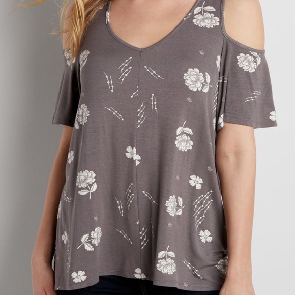 Floral cold shoulder top - Picture 2 of 7